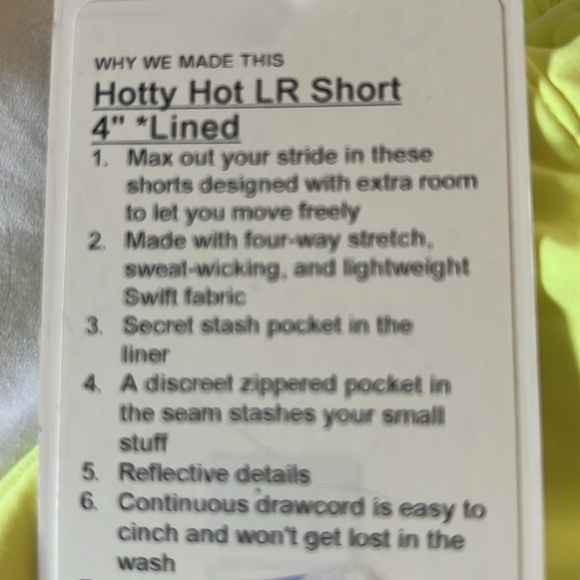 Lululemon Hotty Hot short 4” Size 6 new NWT FLFH yellow - Picture 4 of 5